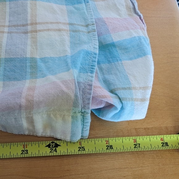Address unknown Men's Button up shirt small pastel plaid short sleeve top white - Picture 8 of 12